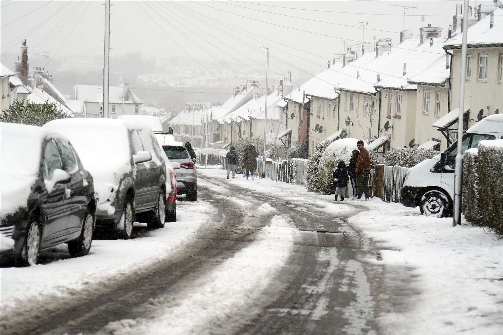 Heavy snow in Folkestone in February 2021