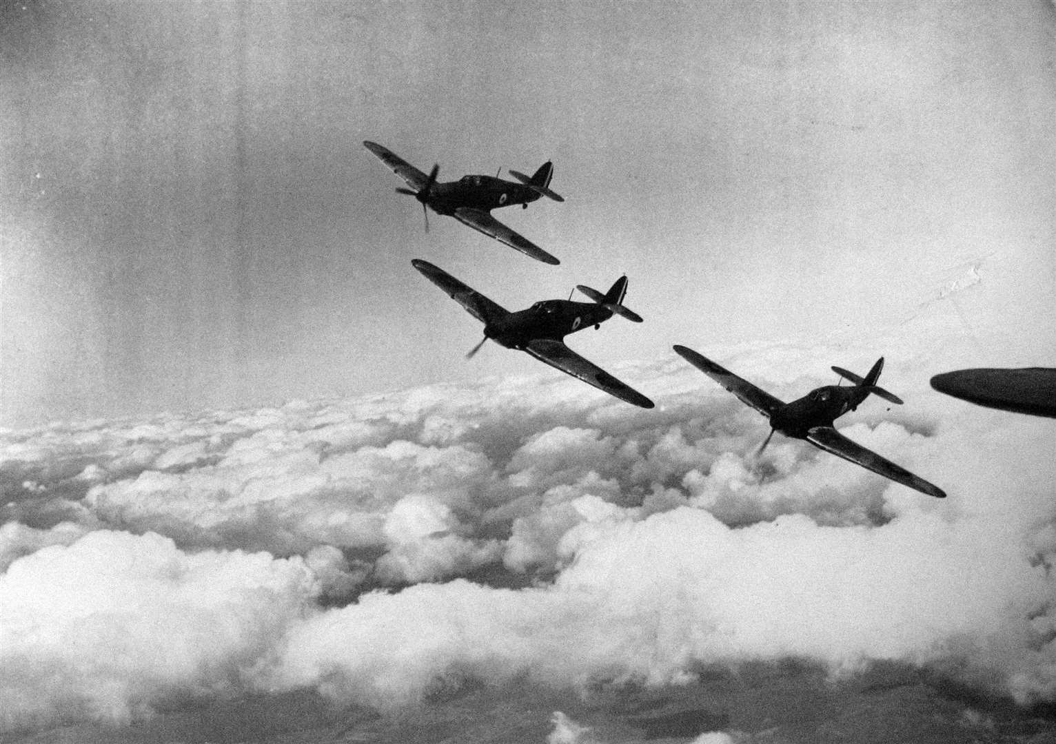 Hurricanes above Kent during the Battle of Britain. Picture: Peter Cook