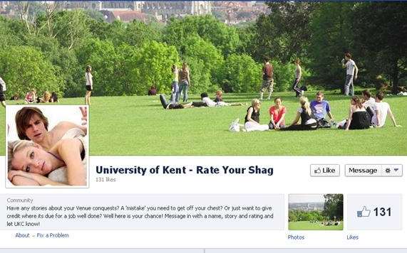A Facebook page asking University of Kent students to publicly name and rate their sexual partners