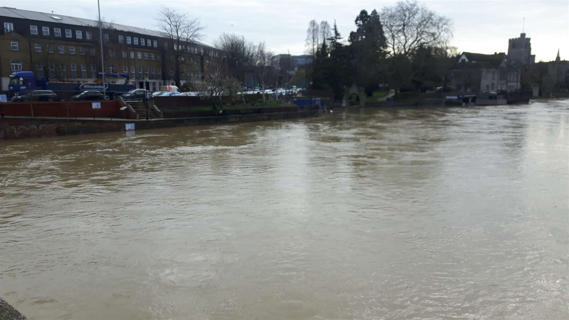 The River Medway in Maidstone has been affected by the heavy rainfall