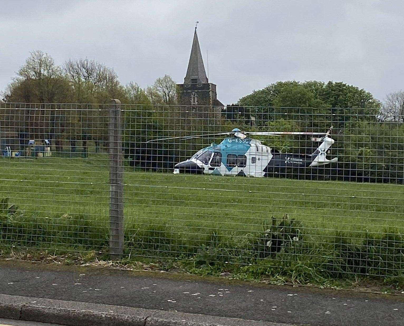 An air ambulance has landed in Church Green, Strood. Picture: Adam Bardoe (33683045)