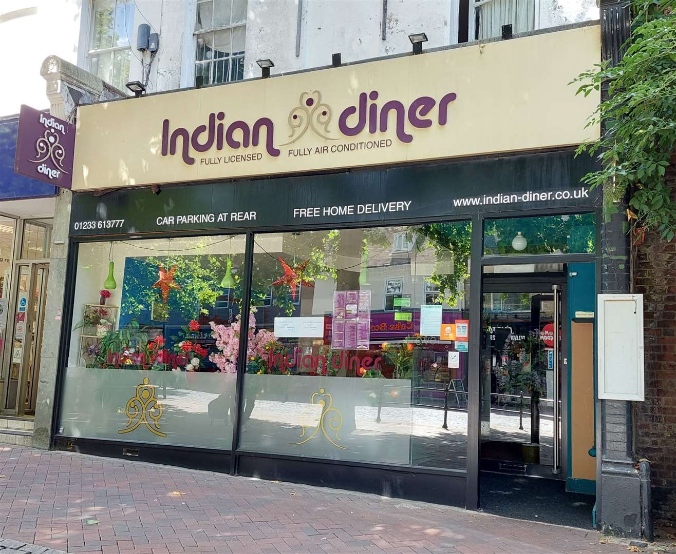 A wall was damaged at Indian Diner in Ashford's Lower High Street