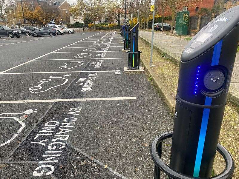 Electric vehicle chargers at the Parrock Street car park
