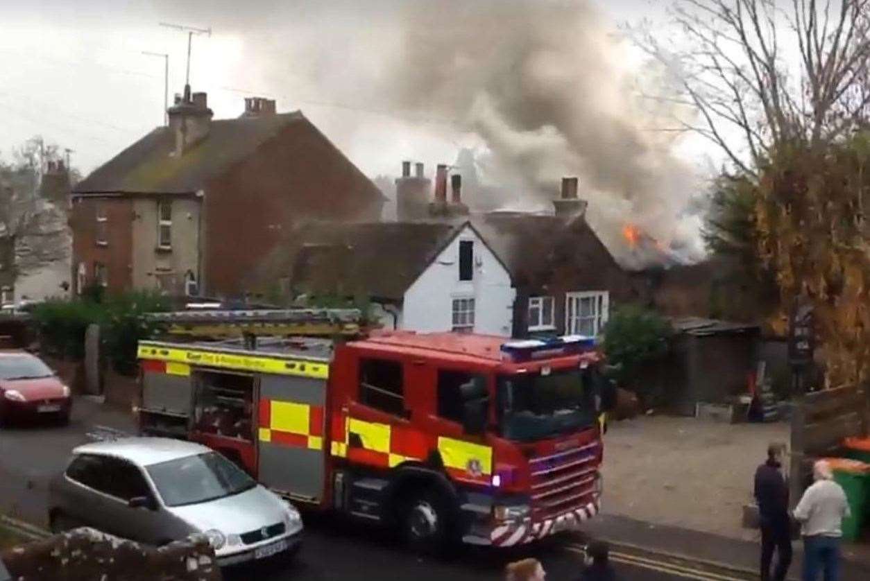 Neighbour Louise Kennett recorded footage of the flames breaking out at the Hooden on the Hill pub on November 27, 2016. Picture: Louise Kennett
