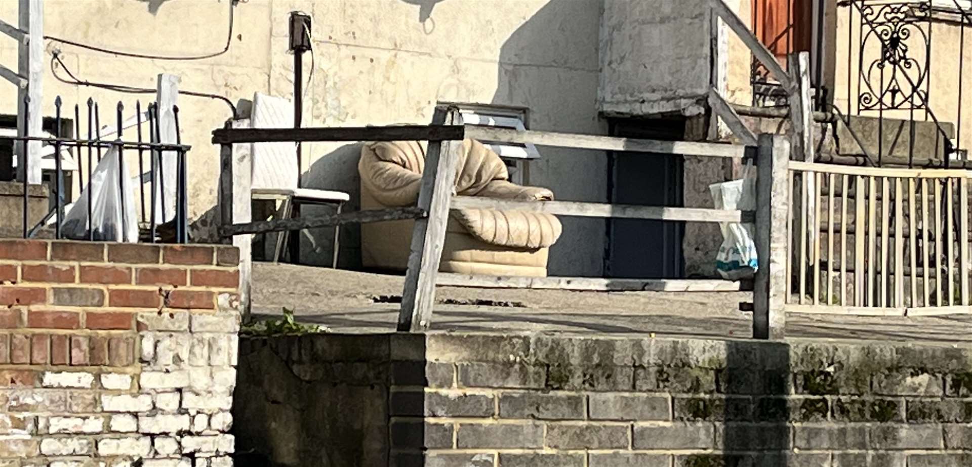 Furniture left outside houses on Luton Road, Chatham