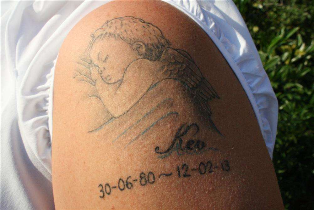 Kevin McKinley’s mum Pauline has a sleeping angel inked on her arm