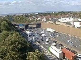 Traffic cameras capture the queue on the M25 anti-clockwise