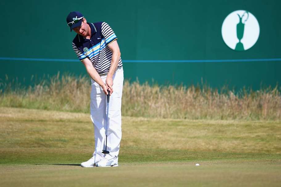 Steven Tiley on the 18th green during the first round of the 142nd Open Championship at Muirfield. Picture: Matthew Lewis/Getty Images