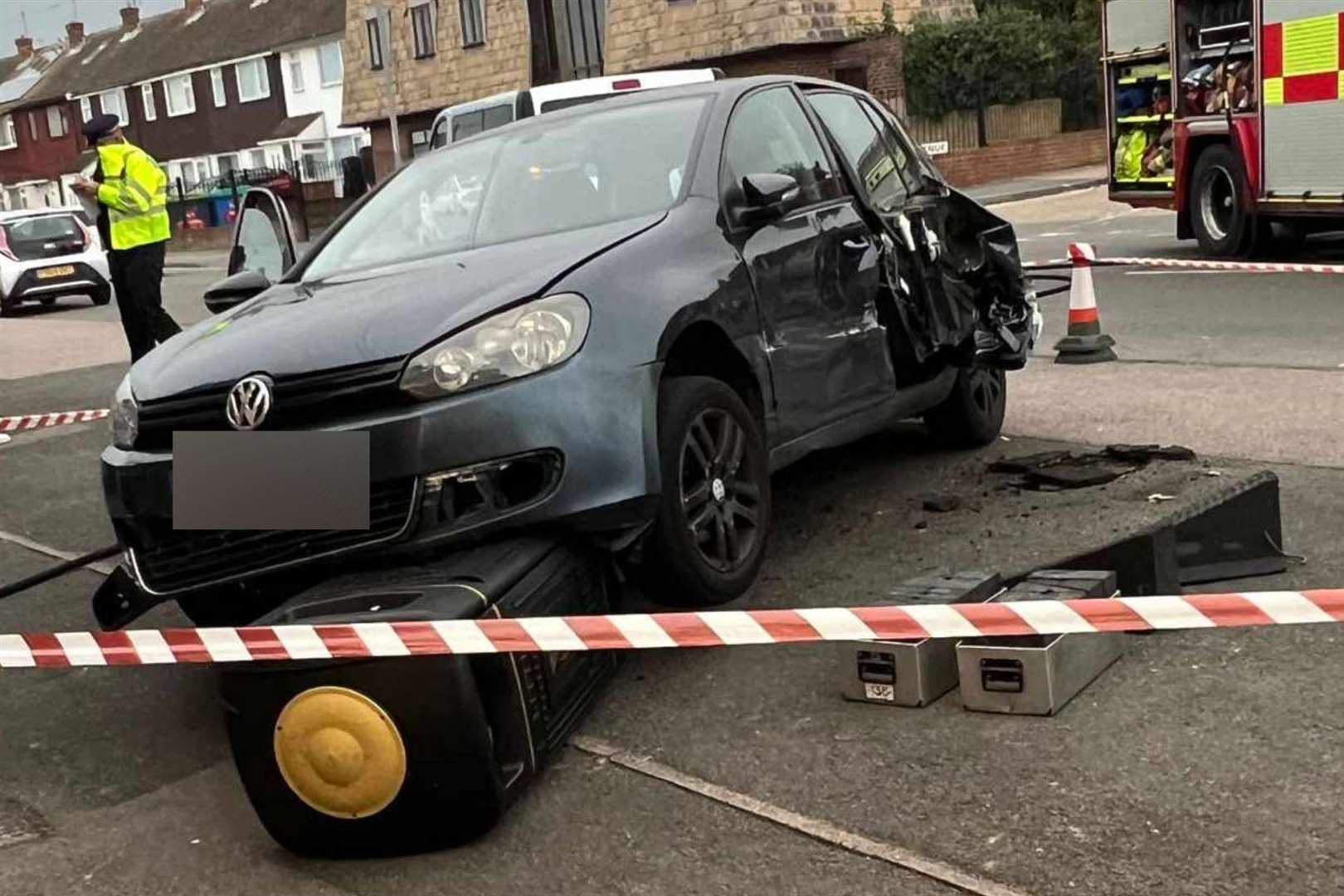 A bollard was smashed in a dramatic crash in Ramsgate last night. Picture: Ben Rochester