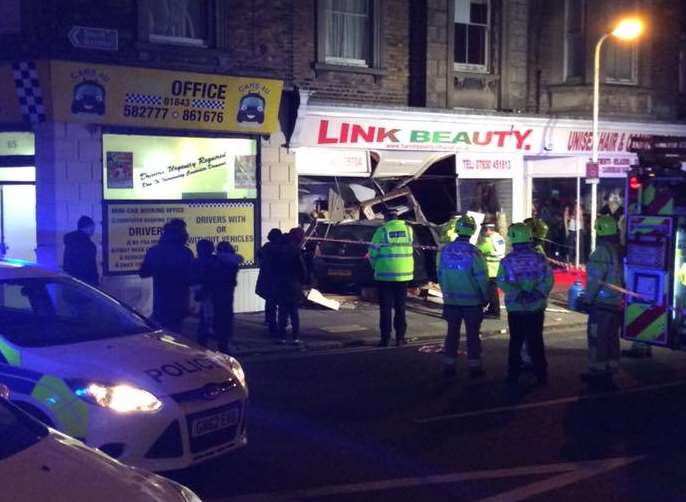 Emergency services were called after a car crashed into a salon in Margate. Picture: Timothy Wooding