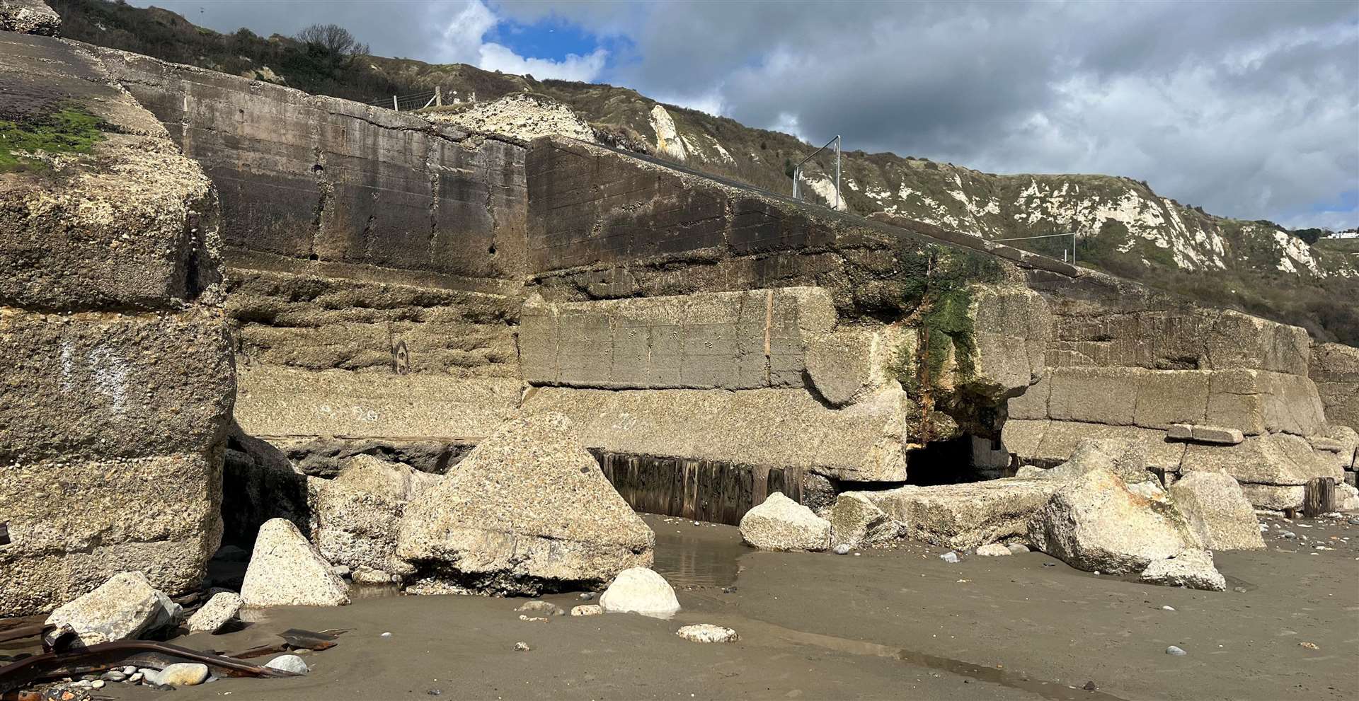 Damaged has also occurred below the now sectioned off part of Folkestone Warren