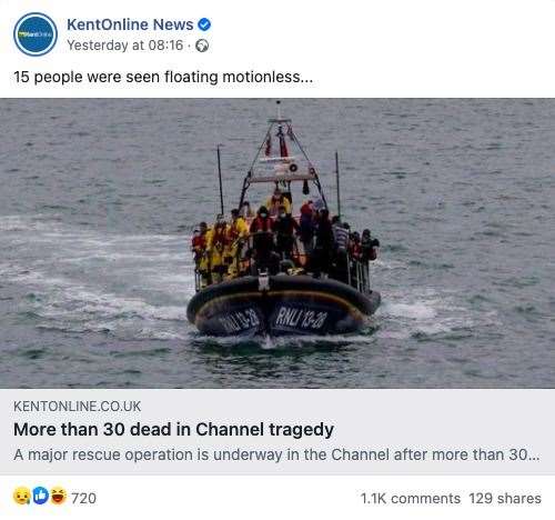 KentOnline's Facebook post. The number of dead was originally stated to be more than 30