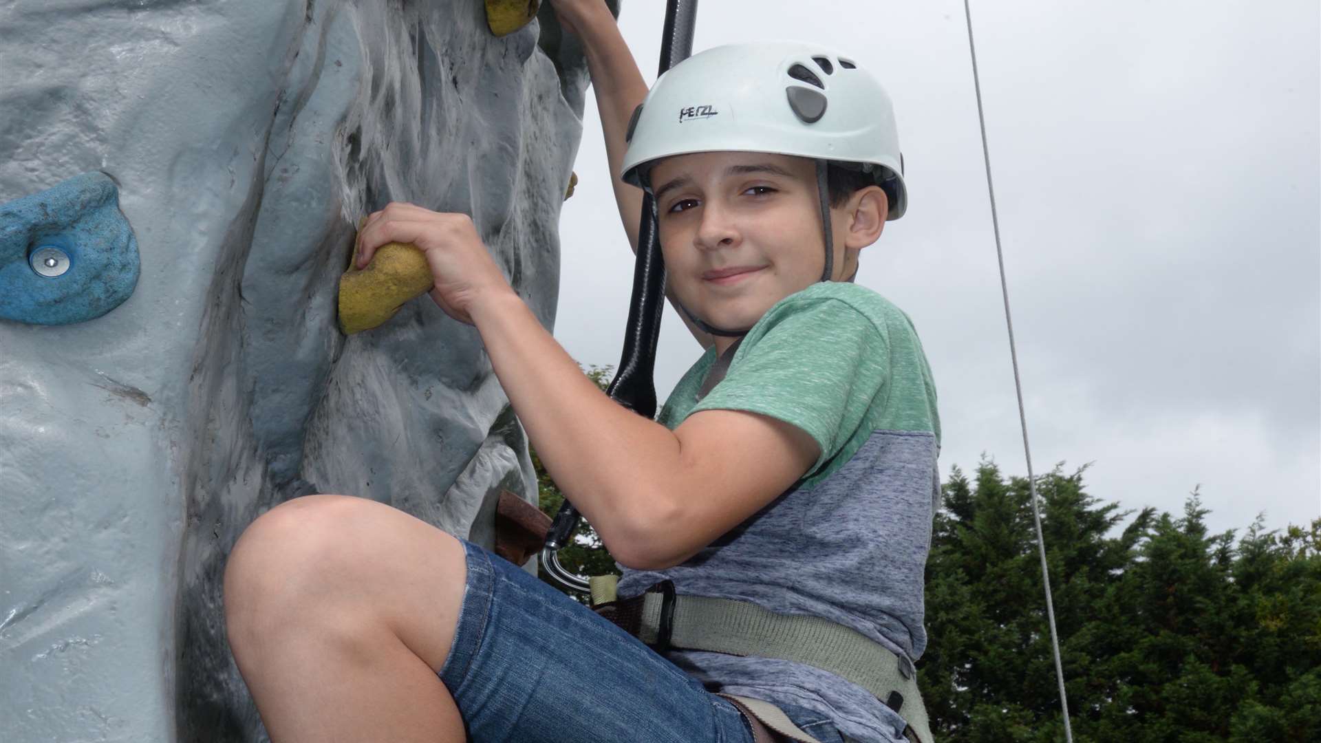 Bobby Smith, 12 on the climbing wall