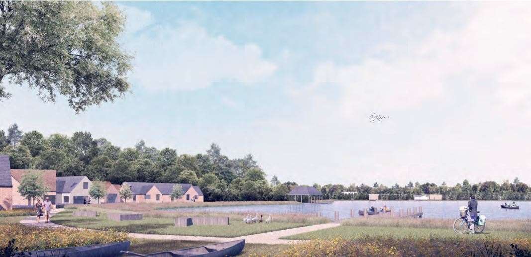 An artist's impression of what the development might look like at Aylesford Lakes