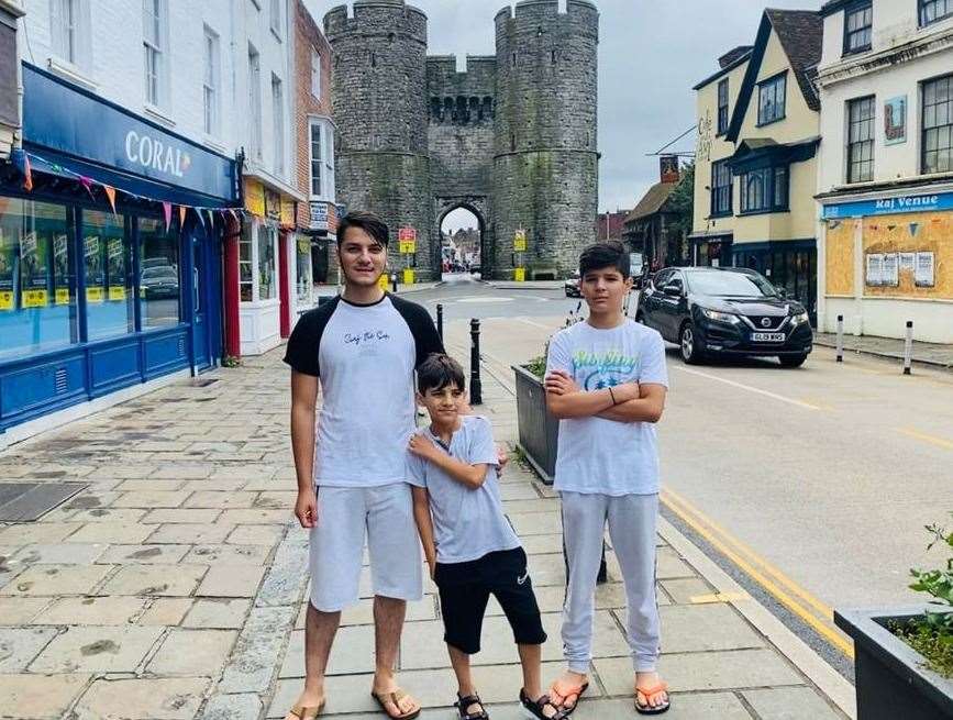 Sayed's sons Ramin, 17; Masih, 8; and Ramish, 13 in St Dunstans, Canterbury. Picture: Sayed Hashemi
