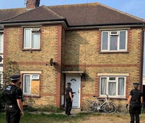 Police photographed outside the house in Margate Road, Ramsgate. Picture: Kent Police