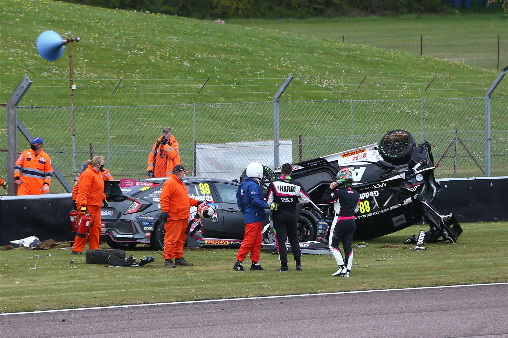 Team HARD's Glynn Geddie had a big incident in race one at Thruxton Picture: BTCC.net