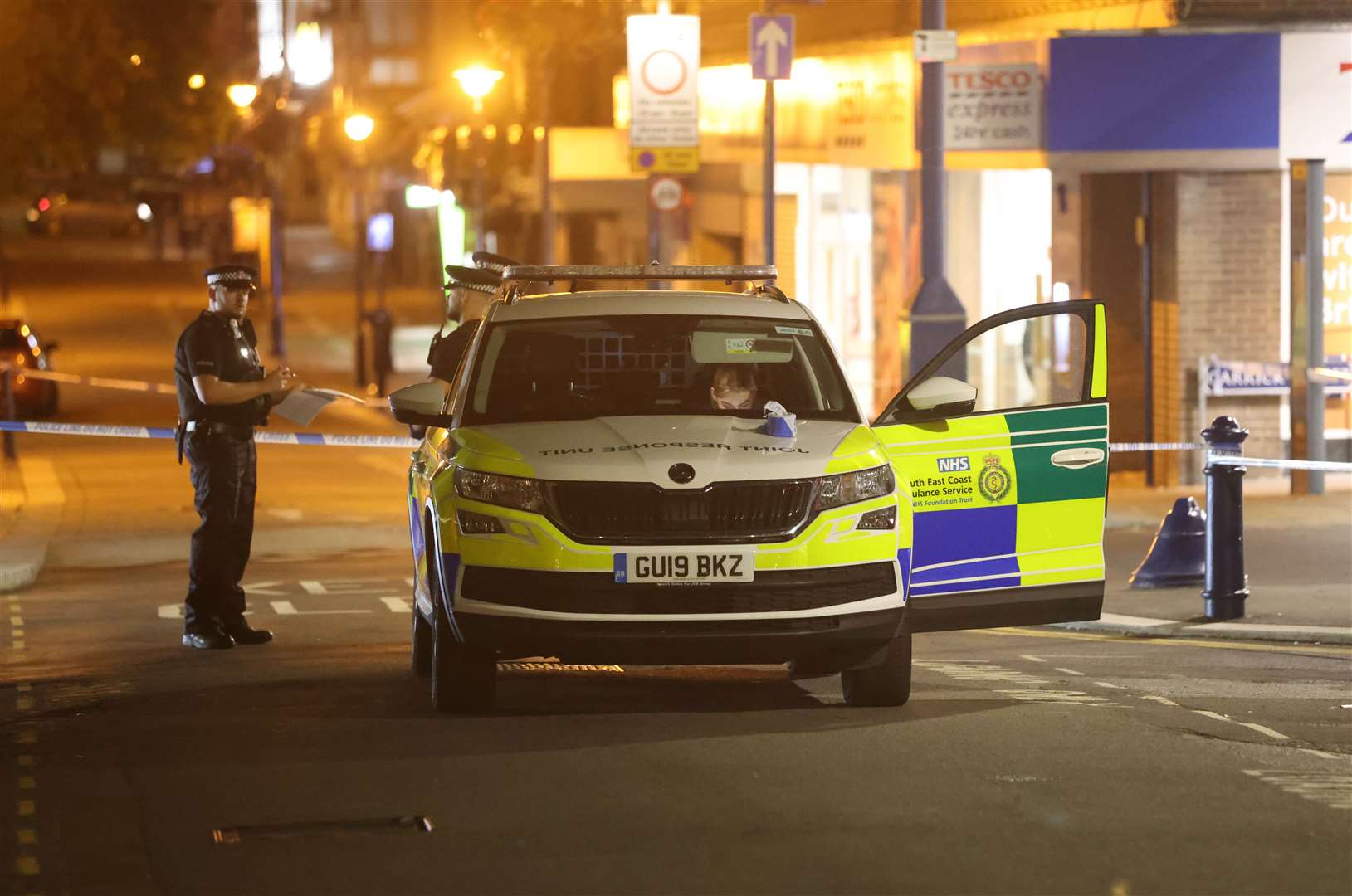 A cordon remains in place on New Road in Gravesend. Photo: UKNIP