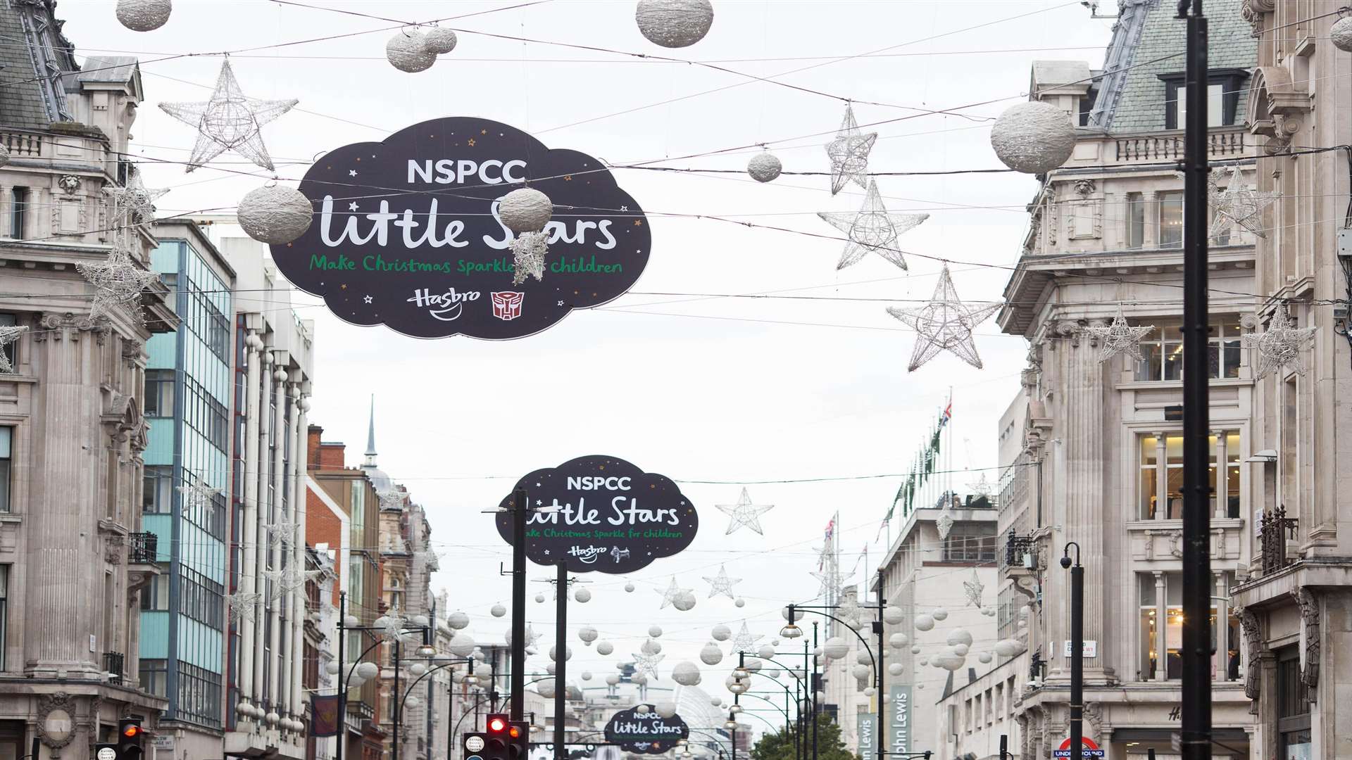 The Oxford Street Christmas lights, with the NSPCC Little Stars campaign