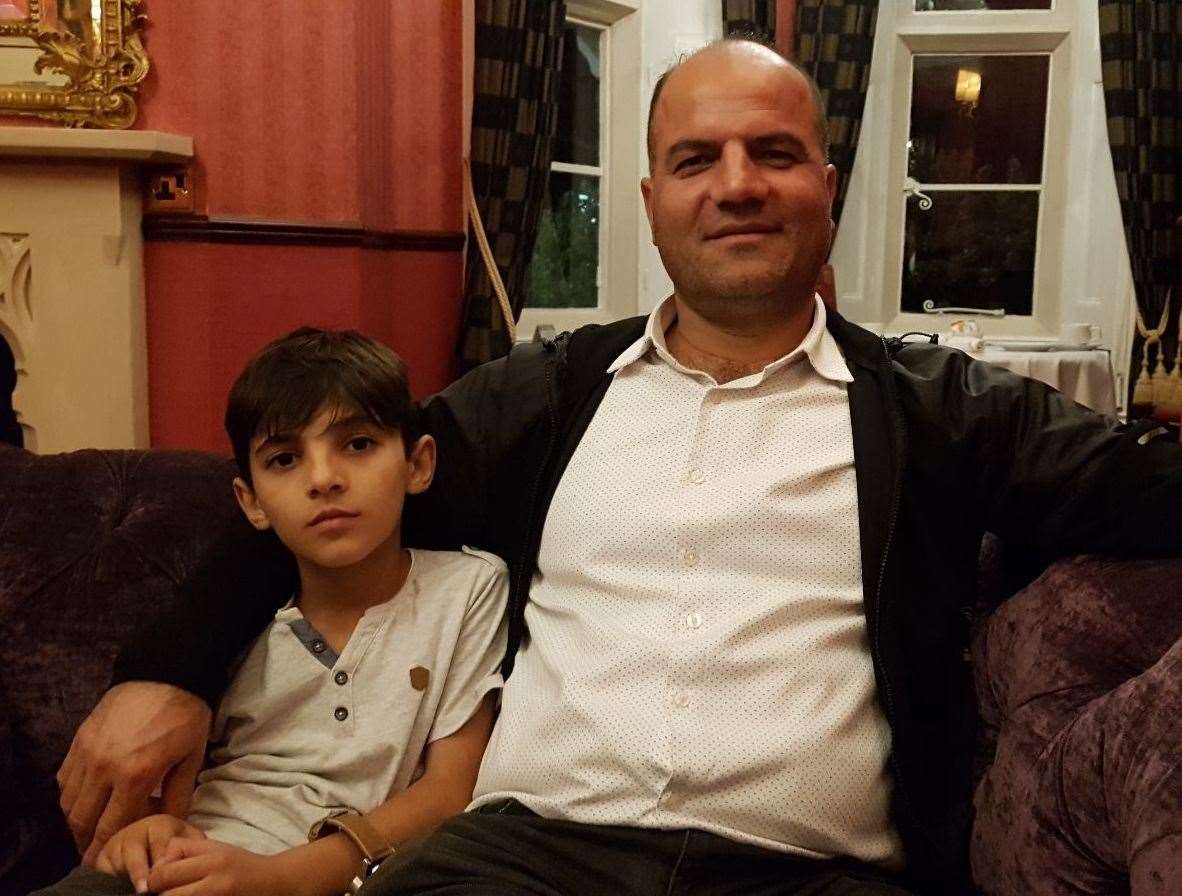 Sayed Hashemi with his youngest son Masih, 8, at Abbots Barton hotel in Canterbury