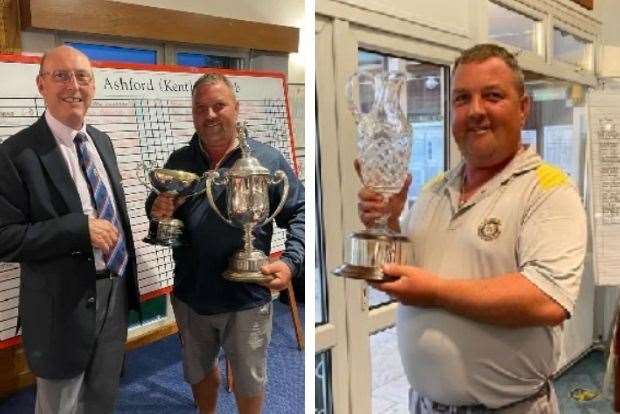 Greenkeeper Paul Boozer with his recently won trophies (52208394)