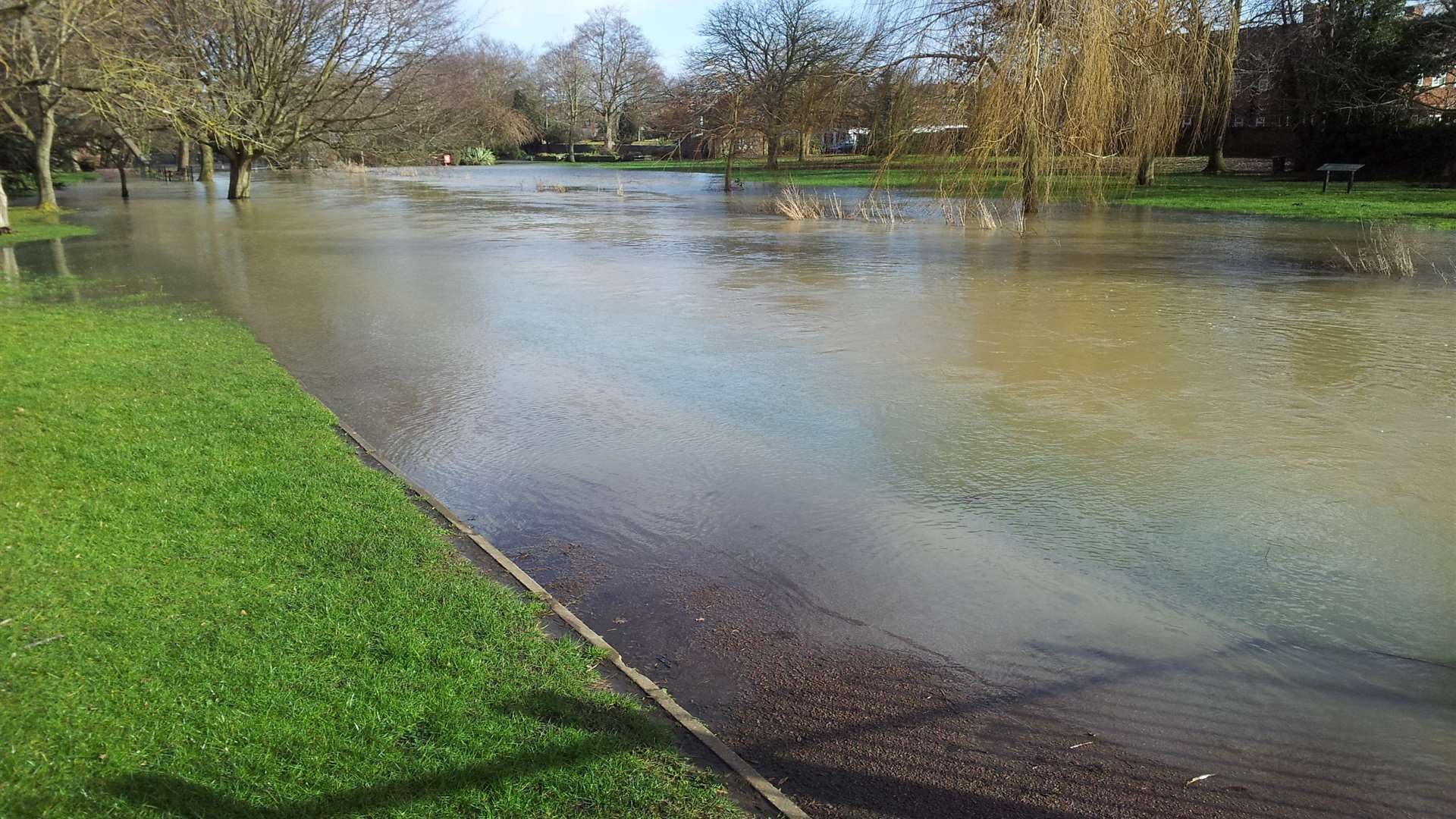 The Westgate Gardens in Canterbury was turned into a lake. File picture