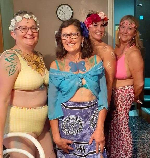 Catwalk contestants Maz, Karen, Helen and Wendy backstage preparing for artist Lottie Hopper's body-beautiful parade at the Sheppey Little Theatre, Sheerness. Picture: James Hughes