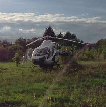 Air ambulance lands after workman falls at disused mill. Picture: @Kent999s