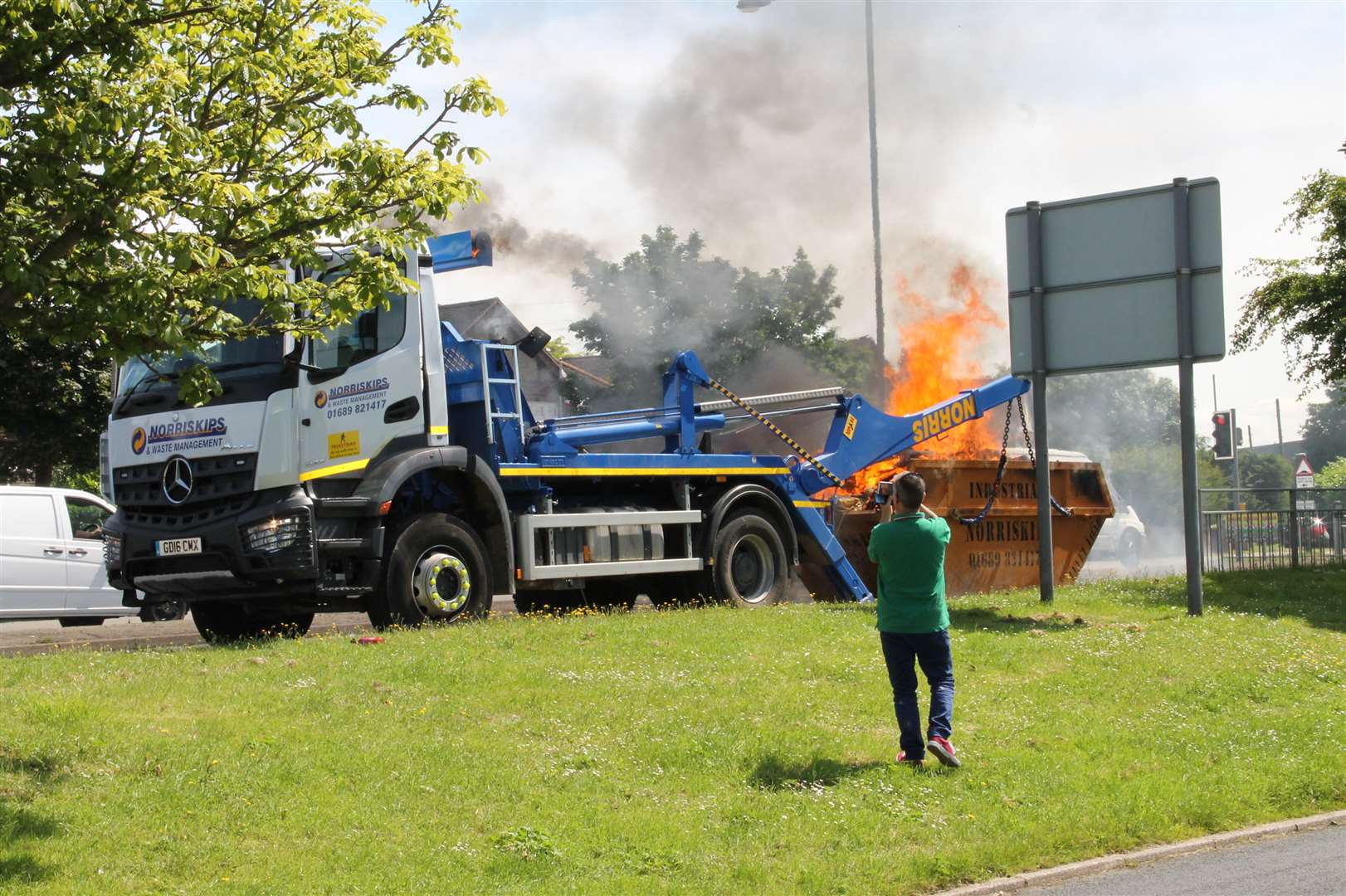 The skip caught fire in Princes Road. Pic: Keith Ingrams.