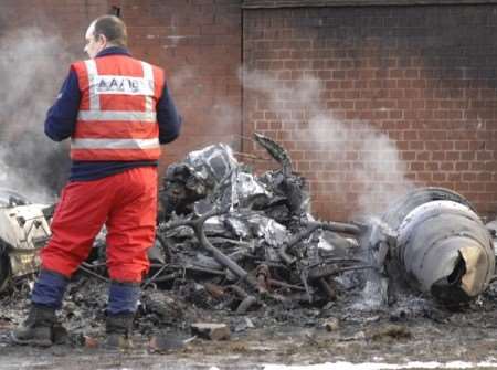 The plane crashed in Romsey Close killing all five on board