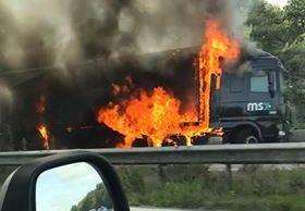 The lorry fire on the M20. Picture: Russell Clarke