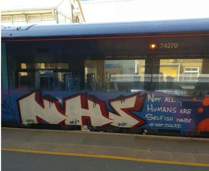The graffiti on the Southeastern train