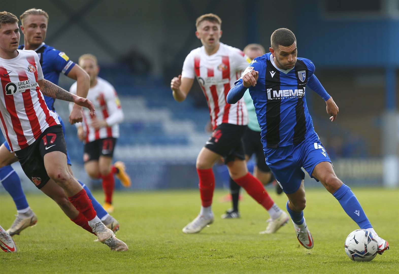 Midfielder Stuart O'Keefe in possession for Gills. Picture: Andy Jones