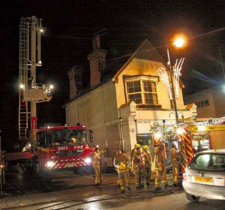 Fire crews at the scene of the blaze. Picture: Peter Still