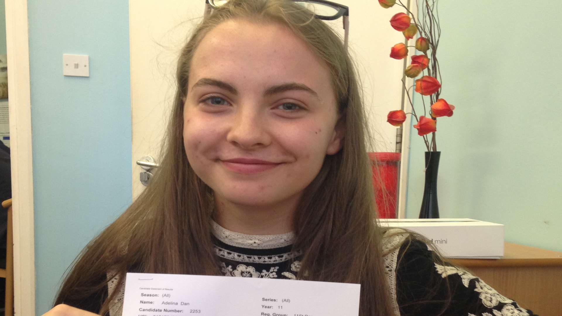 St John Fisher pupil Adelina Dann, 16, from Chatham, got 13 GCSEs grade A* to C