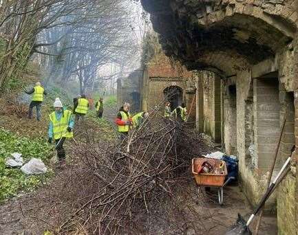 Old tree branches being cleared at Dover Western Heights. Picture Dover District Council