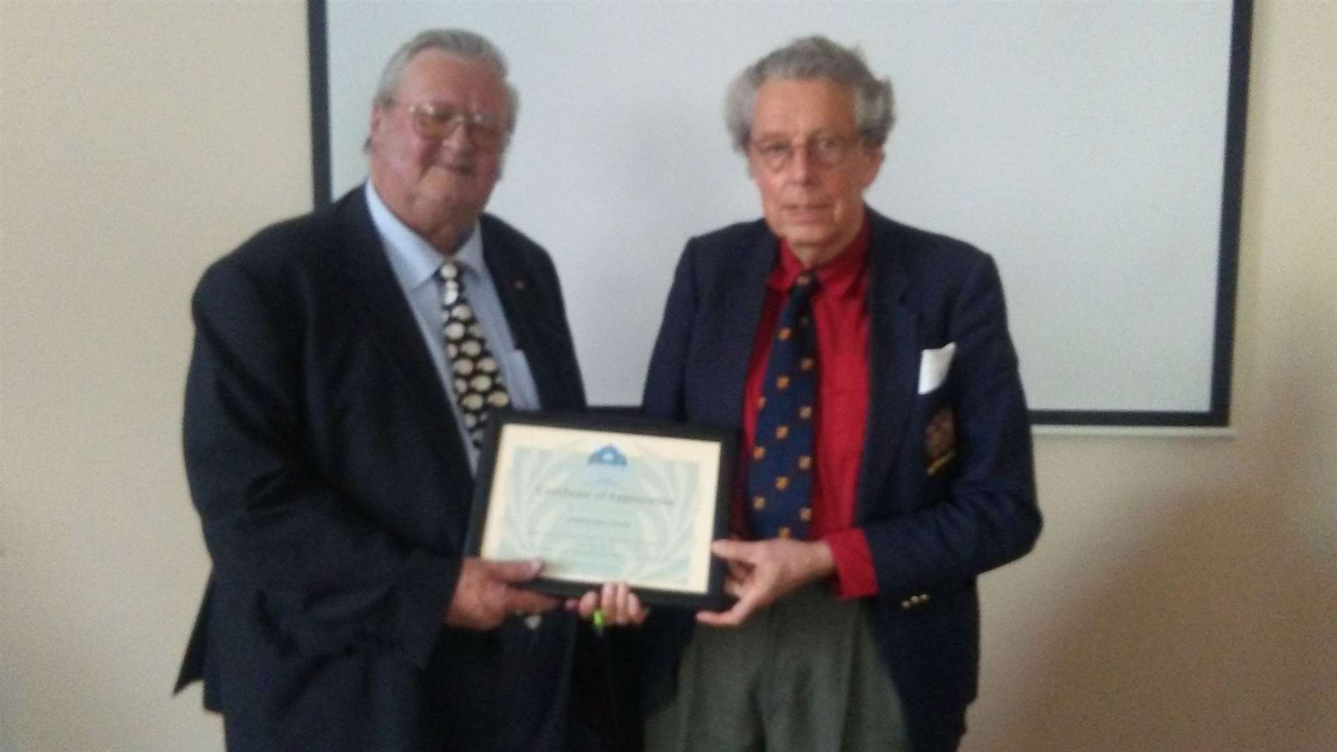 Adrian Crowther with Ken Ingleton, chairman of Minster-on-Sea parish council
