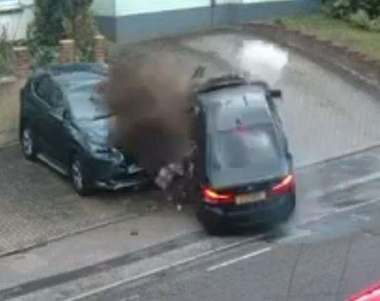New footage has emerged of the moment a BMW carrying several Gills' players lost control and smashed into a wall