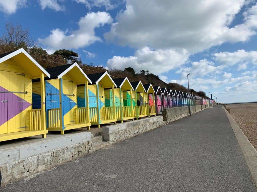 Folkestone's new beach huts have been designed by artist Rana Begum