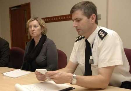The school's head Catherine Barber and Ch Insp Martin Bradley at a media conference. Picture: GARY BROWNE