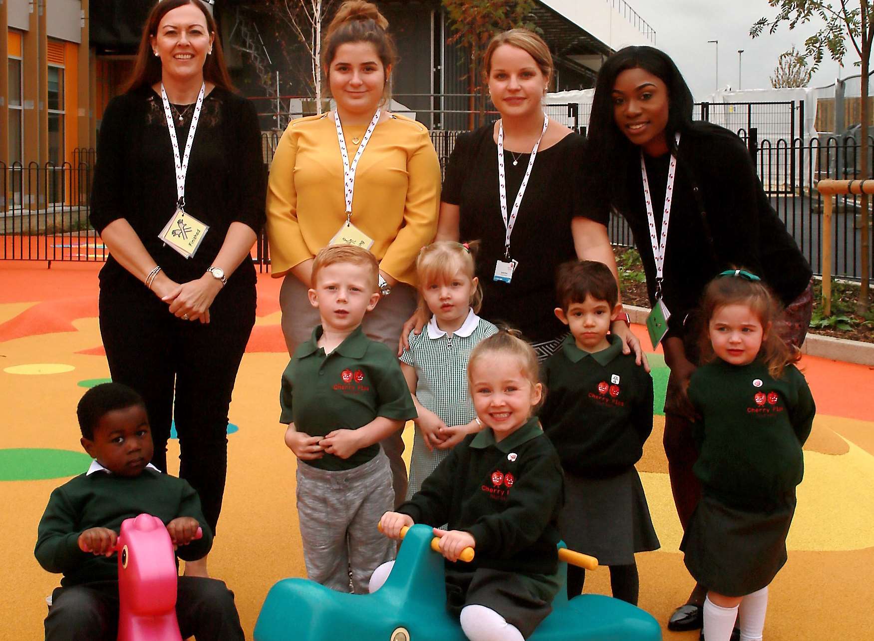 Pupils from the nursery class with their teachers. Picture: Phil Lee