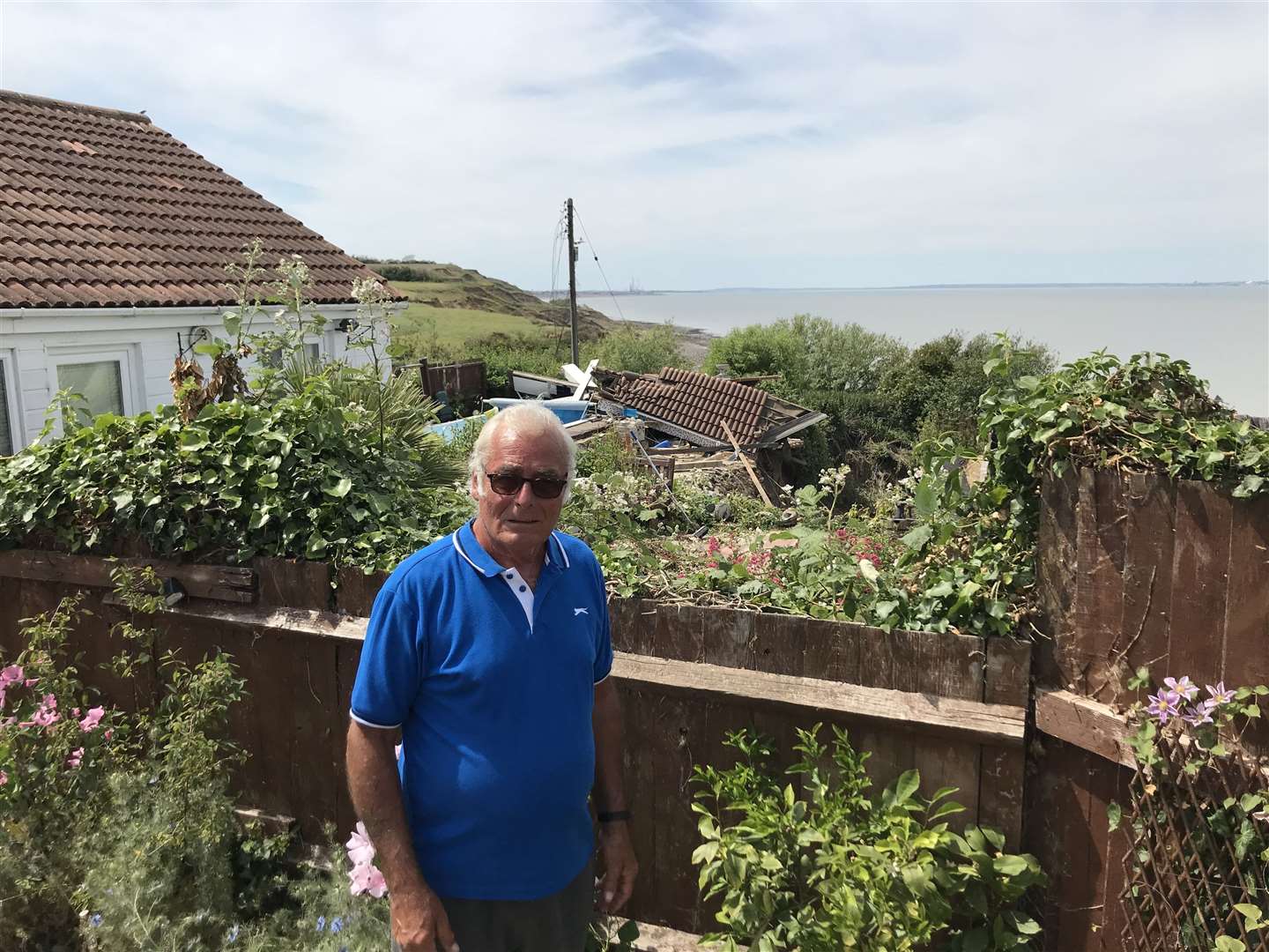 Edd Cane in his back garden in June 2020