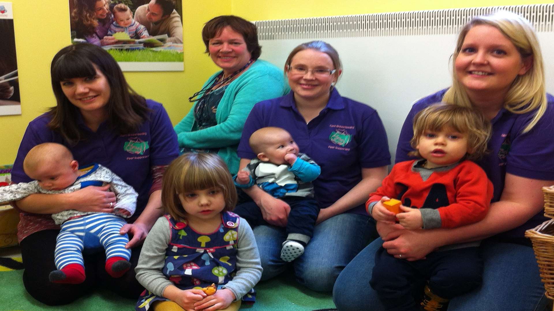Peer supporters, mums and their children at the new breastfeeding group in New Ash Green