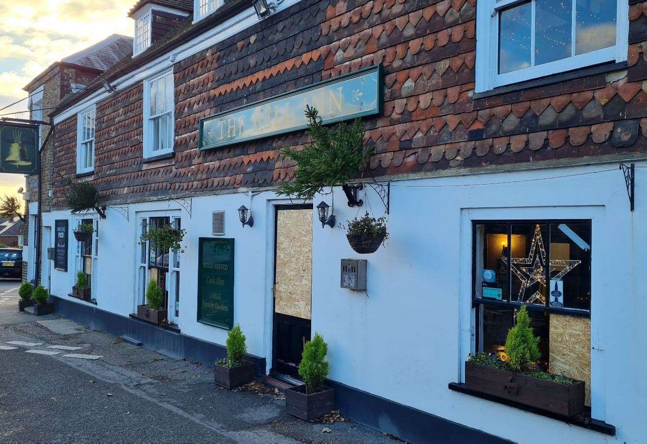 Vandals smashed the windows up at The Bell Inn in Minster near Ramsgate
