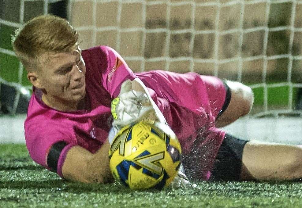 Jacob Russell proved a safe pair of hands for Ashford at Beckenham. Picture: Ian Scammell