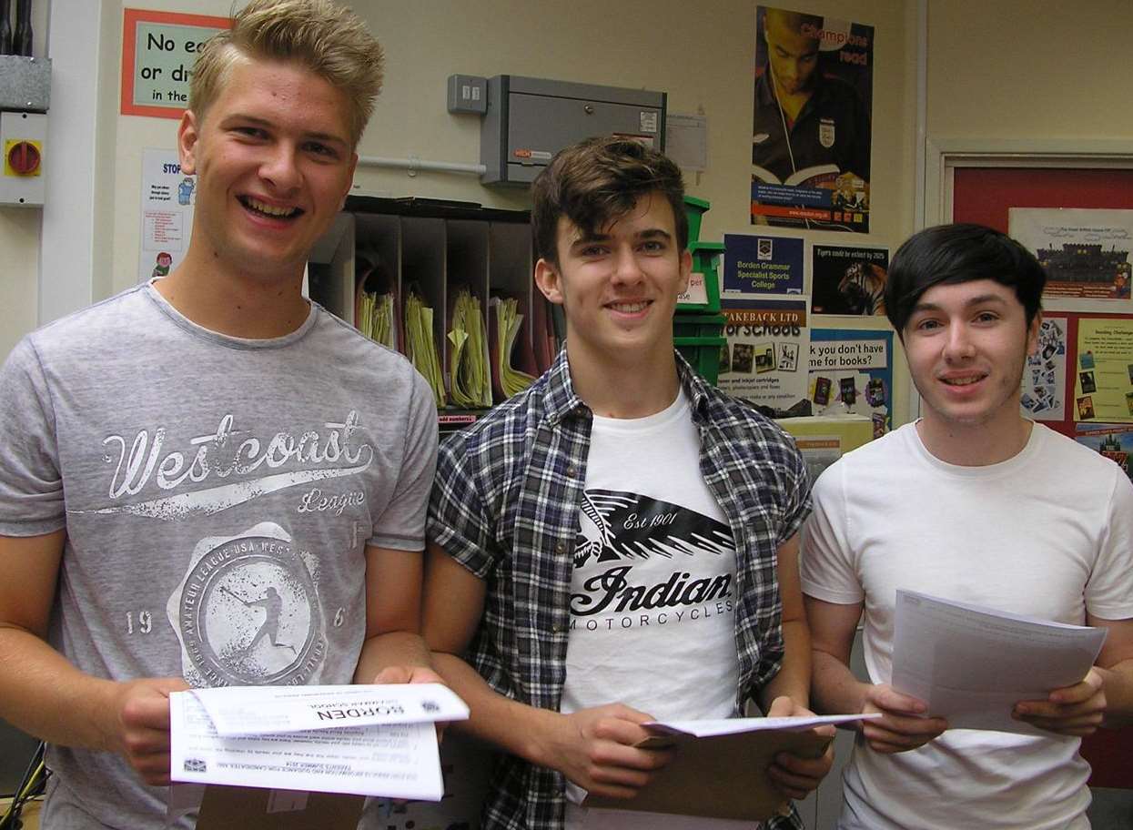 Borden Grammar School students Jake Longley, Ben Streatfield and Jack Anderson