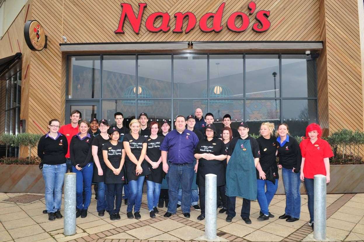 Staff at Nando's which opened at Eureka Leisure Park in 2012. Picture: Coco Stephens