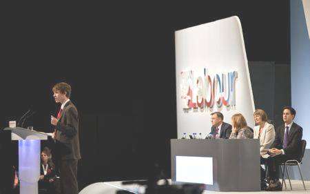 Rory Weal delivers a speech to the Labour party conference