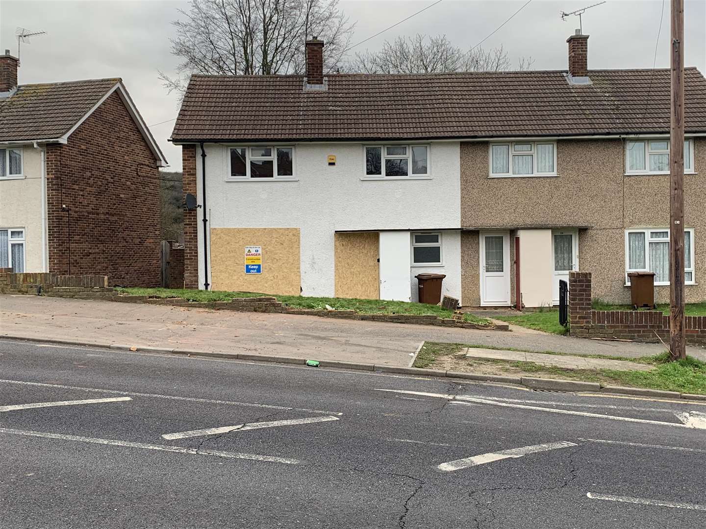 The home in Bligh Way, Strood was boarded up after the car crash (6518249)