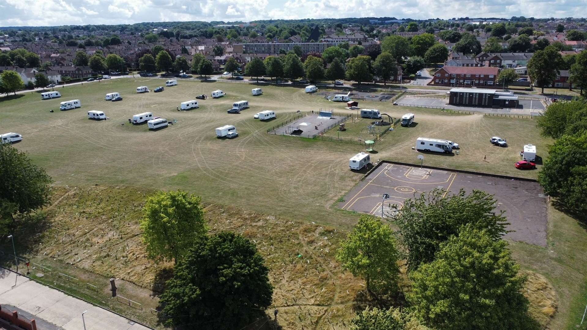 Travellers in Beechings Way Playing Fields in Twydall last month
